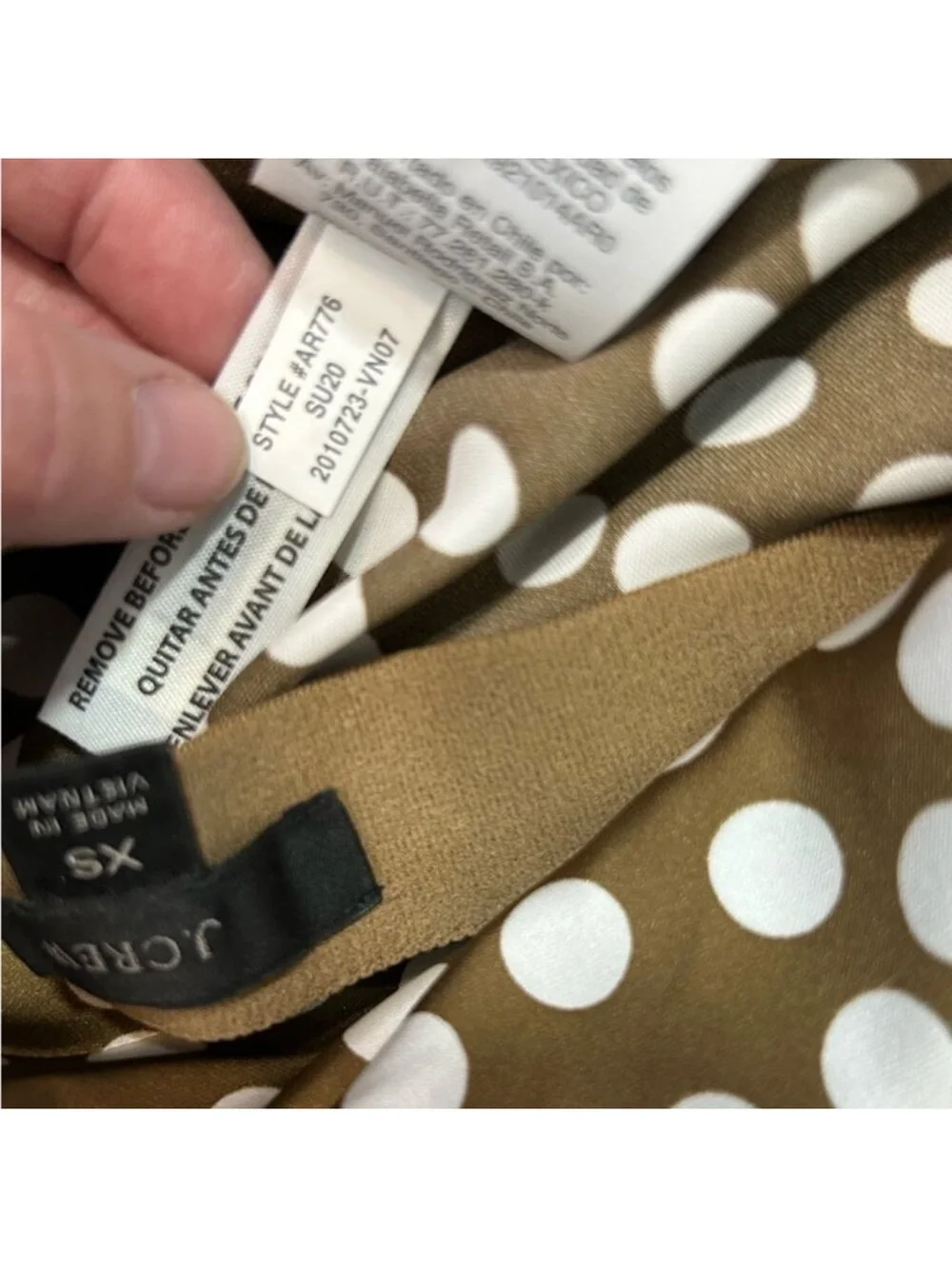 J. Crew Gwyneth Slip Skirt in Polka Dot Brown Ivory Size XS Extra Small